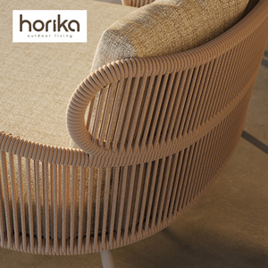 Lettino prendisole moderno da esterno in corda da 2 posti con sedia da giardino con Design di lusso in alluminio e doppio lettino a bordo piscina - Product Image 4