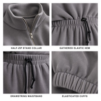 Ensemble deux pièces pour femmes en spandex/coton, manches courtes, pull court uni à demi-zip, pantalon de jogging skinny à cordon de serrage, vêtements de sport