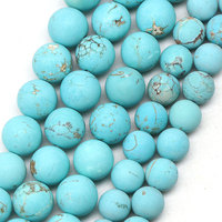 Perles de turquoise naturelle, pierres précieuses polies mates, rondes, bleu-vert, pour la fabrication de bijoux DIY