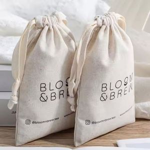 Custom Cotton <b>Drawstring</b> <b>Pouch</b> Bag Organic Cotton Gift Jewelry Packaging Bag Eco-Friendly Storage Gift Bag for Party Favor - Product Image 3