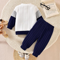 Ensemble de vêtements pour garçon, pull à col rond en coton de printemps, pantalon rayé, 2 pièces, tendance
