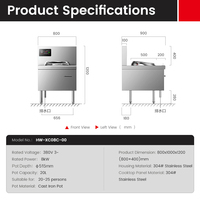 Cuisinière à induction commerciale 8 kW 20 L en acier inoxydable 304, modèle HW-XC08C-00, pour restaurant