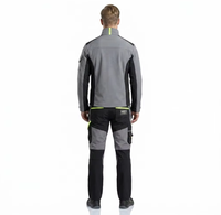 Conjunto de Ropa de Trabajo Profesional Gris y Negro, Tela Elástica en 4 Direcciones, Uniforme Resistente para Construcción e Ingeniería
