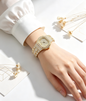 Montre de luxe RICECGO style Hip Hop, entièrement sertie de moissanite, montres en moissanite en gros, montres pour femmes avec strass