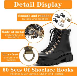 Kit de réparation de crochets de lacets de bottes, finition métallique, crochets rapides durables en acier inoxydable pour bottes de randonnée - Product Image 3