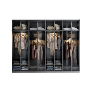 Portes de placard battantes en verre trempé et aluminium fini, étanches, personnalisées pour hôtels modernes, par le fabricant VALUE Brand, garantie 1 an - Product Image 1