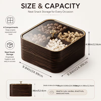 Boîte de service en bois à double couche et compartimentée, multifonctionnelle, pour dattes, gâteaux et autres, en bois et bambou.