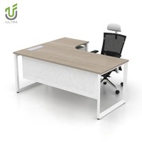 Bureau de direction moderne de luxe IULTRA pour les gestionnaires de bureau Douilles de table de direction contemporaines durables en MDF MFC bois finition teck