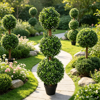 Pohon Bola Topiary Buatan Bornbridge dari Plastik, Mirip Pohon Asli, untuk Dalam/Luar Ruangan (2 Buah)