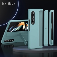 Nouvelles coques arrière en cuir PU pour Samsung Galaxy Z Fold 4 5 6 7 avec support invisible, antichoc et emplacement pour stylet, étui de téléphone pour Z Fold 7