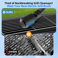 Brosse de gril électrique rechargeable sans fil améliorée Tête de brosse en acier inoxydable à angle réglable pour le nettoyage de la voiture RV Alimentation USB