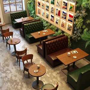 Tamaño personalizado al por mayor <span class=keywords><strong>restaurante</strong></span> sillas y mesas de madera conjuntos de uso comercial cabina de asientos muebles de comida rápida - Product Image 1