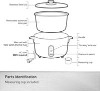 Cuisinières à riz commerciales à succès en 2025, multifonctions, 6L, 8L, 10L, 13L, 18L, 45L, cuve intérieure sans revêtement, tasse à mesurer électrique