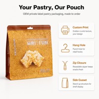 Sacs d'emballage personnalisés pour pâtisseries aux amandes, pochettes pour pâtisseries soufflées avec soufflet latéral et motif en flocons, marque privée pour boulangerie, MOQ