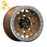 Jante tout-terrain Fanxin à rayons crantés True Beadlock 16 17 18 pouces Bronze Machined Ring 5x127 6x139.7 pour GMC Sierra Ford F150