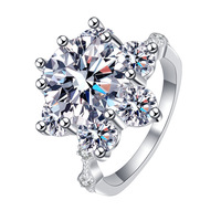 Bague de fiançailles en argent sterling S925 avec diamant moissanite de 5 carats VVS1, motif floral, six griffes