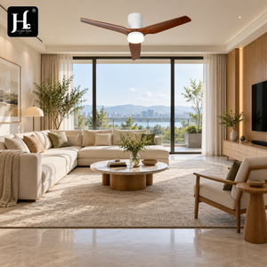 Minimalist Modern Walnut Tone 3-Blade 52-Inch Blade 6-Speed Remote Control <b>Ceiling</b> <b>Fan</b> LED Light Luxury Living Room <b>Bedroom</b> - Product Image 1