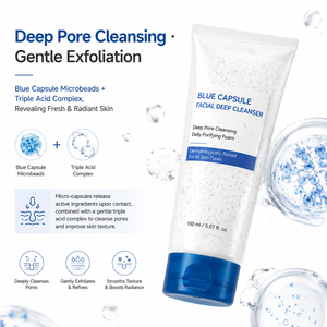 Crema Facial Orgánica Suave con AHA BHA PHA <span class=keywords><strong>para</strong></span> una Limpieza Profunda <span class=keywords><strong>de</strong></span> los Poros, Eliminación <span class=keywords><strong>de</strong></span> Puntos Negros, <span class=keywords><strong>Limpiador</strong></span> Facial en Cápsulas Azules - Product Image 3