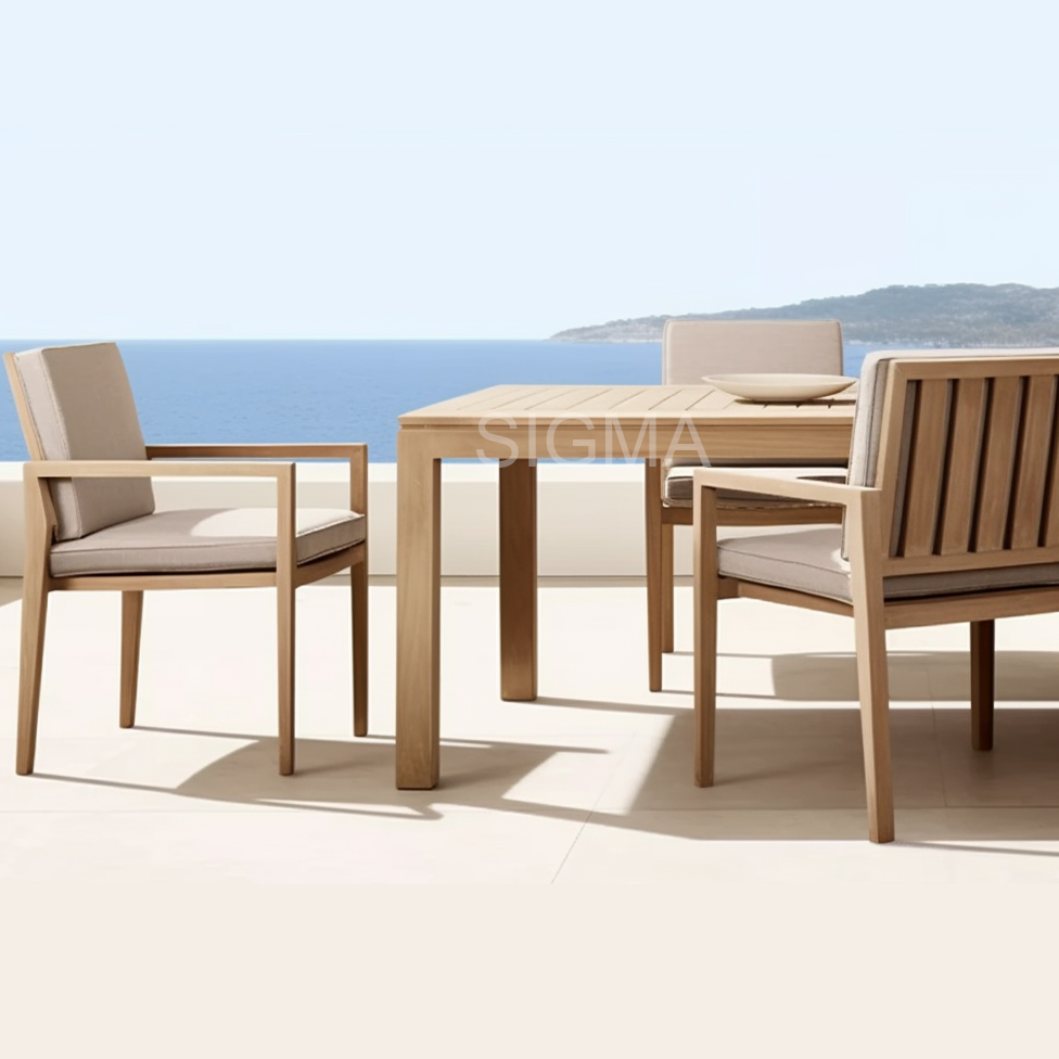 All Weather Wholesale Home Furniture High Quality Set Solid Wooden Teak Outdoor Dining Table for Dinner Event