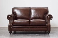 Canapé en cuir de créateur vintage français pour trois personnes, cire à l'huile de luxe légère pour meubles de salon