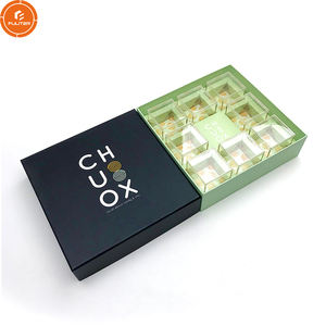 Boîte à bonbons en acrylique, lot de 9 séparateurs de luxe, couleur vert gaufré, en carton, pour eid mubarak, emballage cadeau pour aliments - Product Image 4