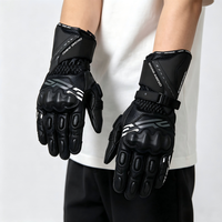 Guantes de Motocicleta de Cuero Genuino al por Mayor en Stock, Guantes Largos con Pantalla Táctil y Protección Contra Impactos para Carreras de Motos