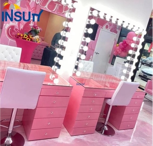 Bàn Trang Điểm Làm Đẹp Gương Hiện Đại Với Bàn Trang Điểm Màu Hồng Nhạt Để Bán - Product Image 1