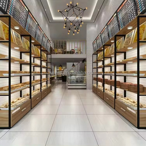 Espositore per pane in <span class=keywords><strong>legno</strong></span> e metallo in stile moderno mensola da forno per biscotti e pane espositore piano pane scaffali espositivi per pane - Product Image 2