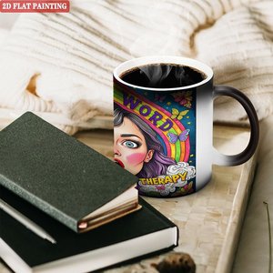 Mug à thé de voyage portable, noir givré, 11 oz, céramique, sensible à la chaleur, tasse magique changeante de couleur - Product Image 3