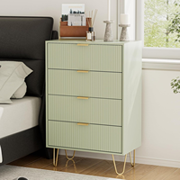 Commode de rangement haute moderne à 4 tiroirs, réglable, avec pieds en métal doré, pour chambre et salon, vert