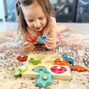 Montessori Mama Montessori Toys Toddler <b>Puzzle</b> - Dual Layered Wooden <b>Puzzles</b> for Toddlers Dinosaur Toy Educational Toy - Product Image 2