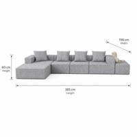 Großes Modernes Konvertierbares Verstellbares Modulares L-förmiges Langlebiges Ecksofa-Set Mittelgrau Schaumstoffgefüllter Stoff Wohnzimmer
