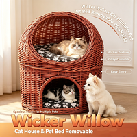 Maison pour chat et lit pour animal de compagnie en osier de saule – Conception universelle toutes saisons, amovible et lavable, pour chiens de petite et moyenne taille, y compris les caniches