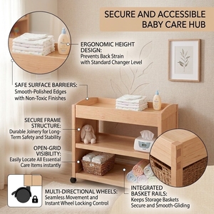 <span class=keywords><strong>Fasciatoio</strong></span> in Legno Montessori Personalizzabile con Altezza Regolabile per Asilo Nido, Scuola Materna, Cameretta Bambini, Arredamento per la Cura del Bambino - Product Image 3