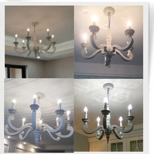 Hot Sell Antique White Solid <strong>Wood</strong> Chandelier <strong>Lighting</strong> <strong>Fixture</strong> for Children Bedroom - Product Image 4
