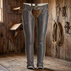 Chaps complets anglais pour l'équitation et le motardisme, en cuir véritable de qualité supérieure, personnalisables SURGIGYNE - Product Image 3