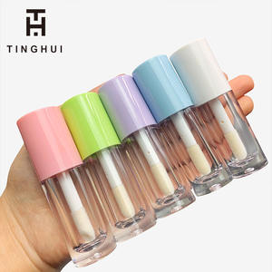 Tubes vides pour gloss à lèvres transparents couleur macaron, avec applicateur pinceau, 5ml, pour gloss liquide cosmétique, à vis, sérigraphiés - Product Image 2
