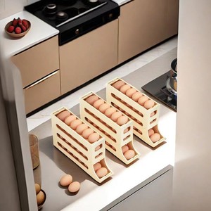 2026 Kitchen Accessory-4-Layer Automatic <b>Egg</b> Dispenser 30 Rolling <b>Egg</b> Holder Rectangle Shape for Fridge <b>Storage</b> - Product Image 5