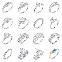 Lot de bagues torsadées en argent sterling S925, double couche, avec zircone, élégantes, tressées, bijoux de déclaration