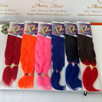 Rambut Sintetis Jumbo Braiding Hair 2 Bundel Tekstur Yaki Pre-Stretched 48 inci 180g, Laris di Eropa