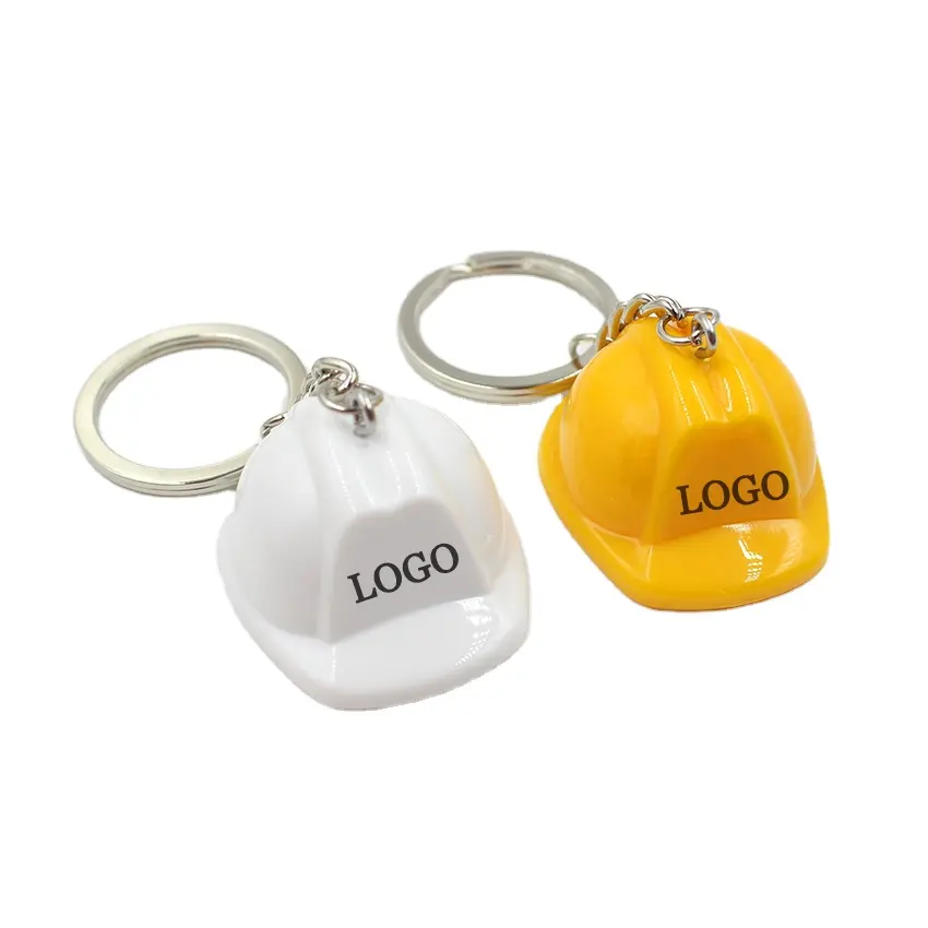 Toptan Logo anahtarlık baretler anahtarlıklar Mini inşaat kaskları anahtarlık emniyet plastik