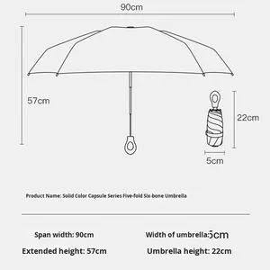 Custom Logo Portable Ring Handle Vinyl <b>Sunscreen</b> Foldable Wholesale Sunny Rainy Sun Capsule Folding Small Mini Pocket Umbrella - Product Image 2