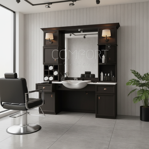 Estación de Espejo Moderna para Barbería, Muebles de Salón, Material de MDF Resistente para Salones de Uñas, Hoteles, Talleres, Centros Comerciales - Product Image 3