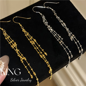King Silver Jewelry Tassel Drop <b>Earrings</b> 925 Sterling Silver Plated Gold Party <b>Fine</b> Dangle <b>Earrings</b> - Product Image 2