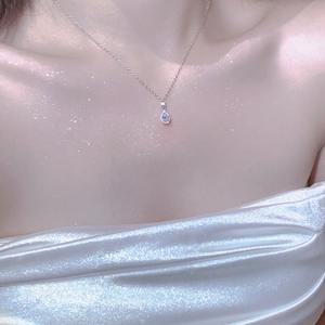 สร้อยคอทรงหยดน้ำคลาสสิก จี้เพชรทรงลูกแพร์ เงินแท้ S925 ดีไซน์ทันสมัย น้ำหนักเบา - Product Image 2