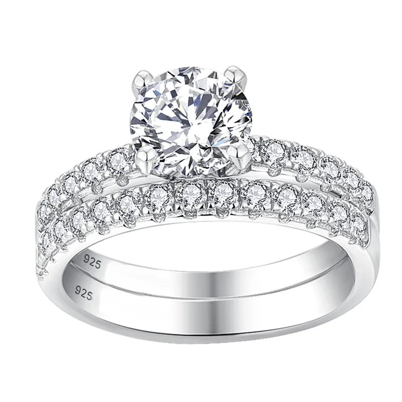 Lovers Engagement Diamond Wedding Ring 925 Sterling Silver Zirconia Stacking jewellery Mosang diamond women mens pair Rings