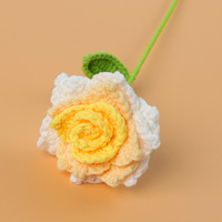 Sharp Corner Rose tricoté à la main et tissé au crochet rose fleurs Bouquet Noël Graduation Halloween nouvel an cadeau de Pâques