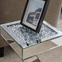 Table d'appoint moderne en forme de Z avec incrustation de cristal, nouveau Design, argenté, pour salon, chambre à coucher