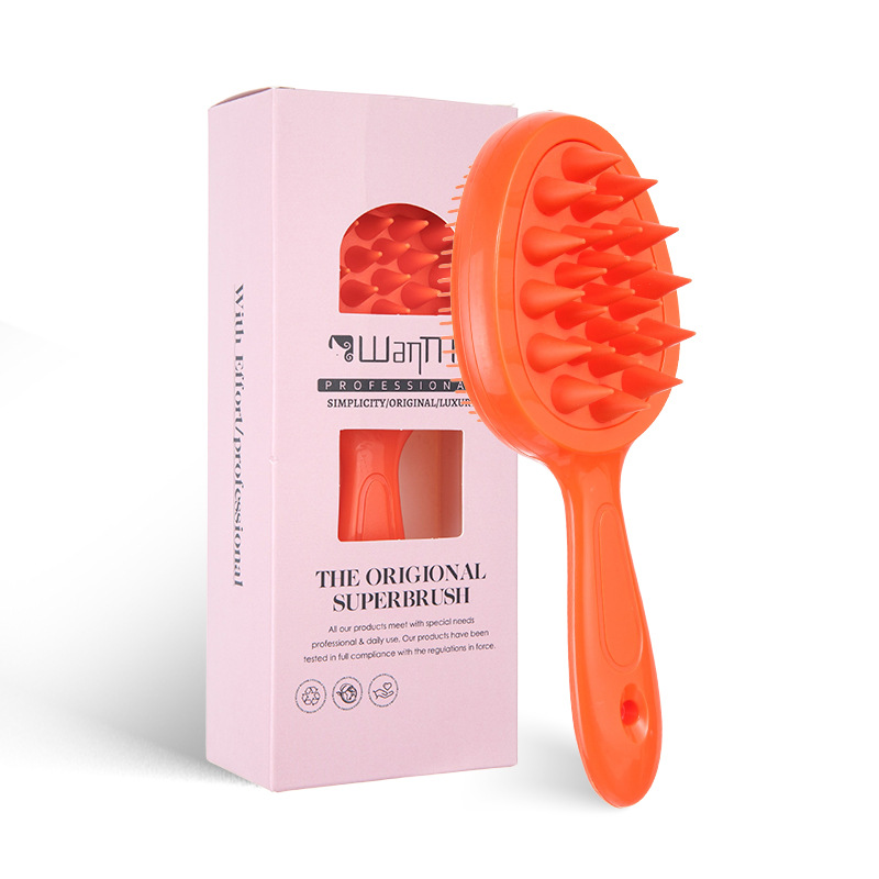 Brosse à shampoing double face orange