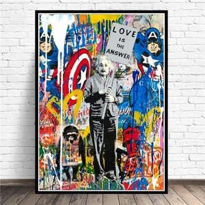100% dipinto a mano Street Graffiti Pop <span class=keywords><strong>Art</strong></span> <span class=keywords><strong>Love</strong></span> è la risposta dipinti ad olio su tela Wall <span class=keywords><strong>Art</strong></span> For Living - Product Image 2